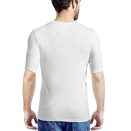 Generic Brands - Camiseta de manga corta para levantamiento de pesas, diseño de hombre muscular, mancuernas, fuente y anillo para hombre Blanco blanco M