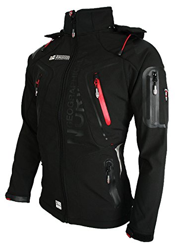 Geographical Norway Techno - Chaqueta flexible para hombre, con capucha desmontable, Hombre, color Negro , tamaño XXL