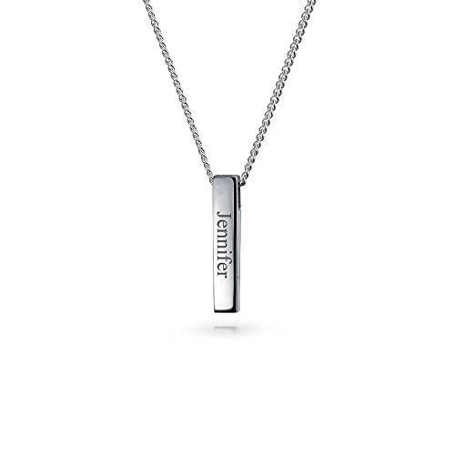 Geométrico Minimalista Colgante Collar Engravable Barra Vertical Para La Mujer Para Adolescente 925 Plata De Ley 925