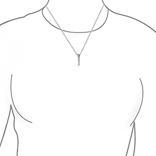 Geométrico Minimalista Colgante Collar Engravable Barra Vertical Para La Mujer Para Adolescente 925 Plata De Ley 925