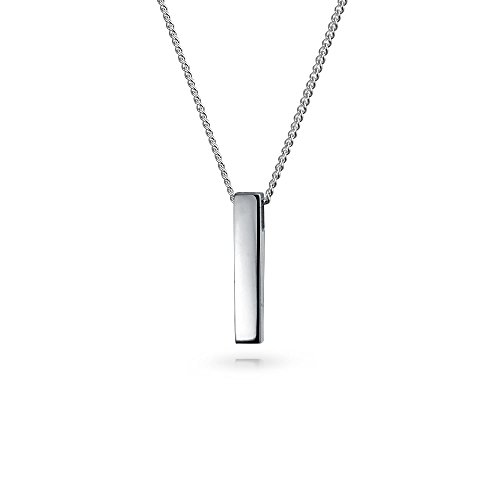 Geométrico Minimalista Colgante Collar Engravable Barra Vertical Para La Mujer Para Adolescente 925 Plata De Ley 925