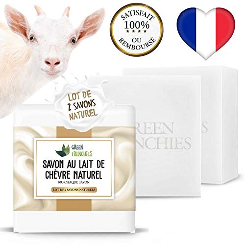 G.F. Jabón de leche de cabra, lote de 2 jabones extra suaves con leche de cabra, jabón natural hidratante con leche de cabra, cara y cuerpo