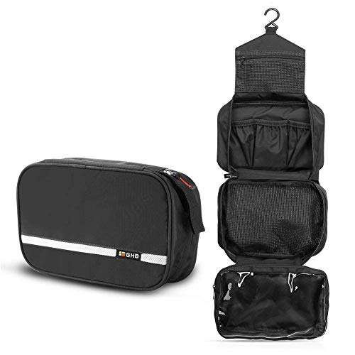 GHB Bolsas de Aseo Cosméticos Neceser de Viaje Impermeable y Plegable Multifuncional para Viaje Negro