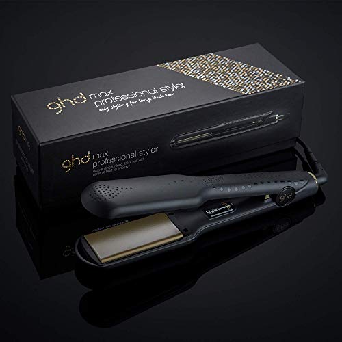 ghd max - Plancha de pelo profesional con plachas anchas 5cm para cabello largo, Negra