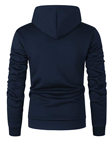 GHYUGR Sudadera con Capucha Hombre Colores de Contraste Estampado Hoodie Sweatshirt Pullover con Bolsillo Otoño Invierno Deporte Outwear,Azul+Rojo,M