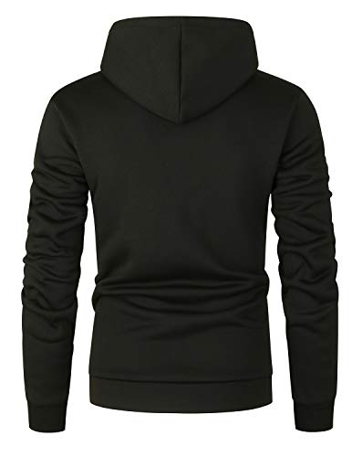 GHYUGR Sudadera con Capucha Hombre Colores de Contraste Estampado Hoodie Sweatshirt Pullover con Bolsillo Otoño Invierno Deporte Outwear,Negro+Rojo,L