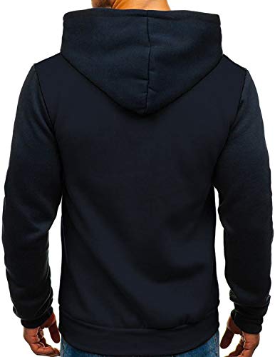 GHYUGR Sudadera con Capucha Hombre Contraste con Bolsillo Otoño Invierno Estampado Deporte Outwear Hoodie Pullover (M, Azul 2)