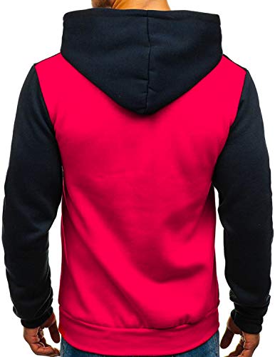 GHYUGR Sudadera con Capucha Hombre Contraste con Bolsillo Otoño Invierno Estampado Deporte Outwear Hoodie Pullover,Azul Marino,L