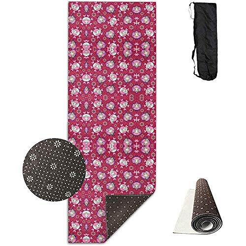 Gibson Frozen Minky Velour Sisters Tossa enmarcada Tejido Rosa Esterilla de Yoga Gruesa Esterilla de Ejercicio y Fitness con Estera de Yoga fácil de apretar Correa de Transporte