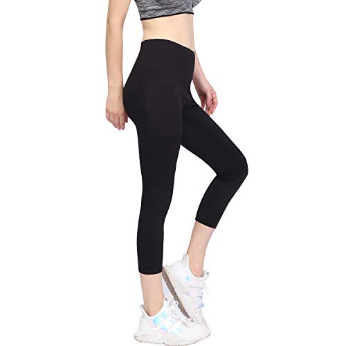 GIEADUN Cintura Alta Pantalón Deportivo de Mujer Leggings Mallas para Running Training Fitness Estiramiento Yoga y Pilates (Black, Large)