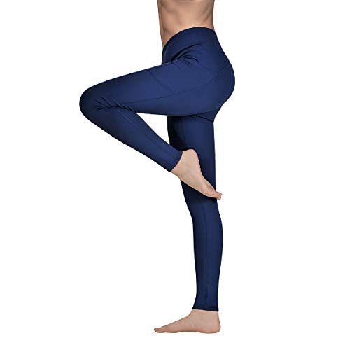 Gimdumasa Pantalón Deportivo de Mujer Cintura Alta Leggings Mallas para Running Training Fitness Estiramiento Yoga y Pilates GI188 (Azul profundo, M)