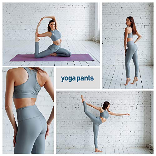 Gimdumasa Pantalón Deportivo de Mujer Cintura Alta Leggings Mallas para Running Training Fitness Estiramiento Yoga y Pilates GI188 (Gris azul, M)