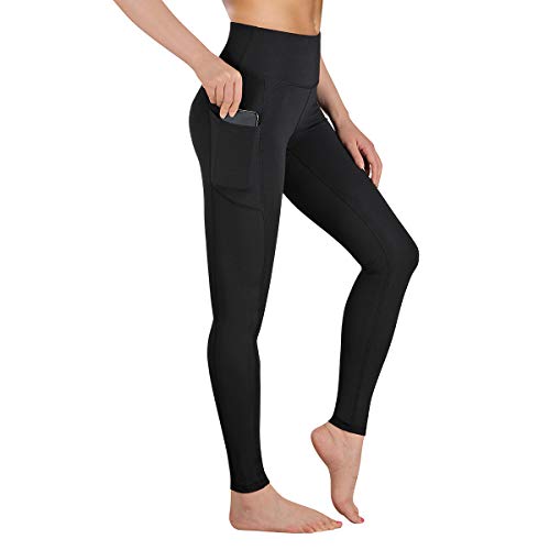 Gimdumasa Pantalón Deportivo de Mujer Cintura Alta Leggings Mallas para Running Training Fitness Estiramiento Yoga y Pilates GI188 (Negro, S)