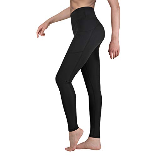 Gimdumasa Pantalón Deportivo de Mujer Cintura Alta Leggings Mallas para Running Training Fitness Estiramiento Yoga y Pilates GI188 (Negro, S)