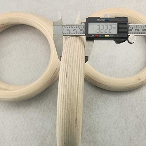 gimnasia olímpica de madera con 2 anillos de gimnasia de madera, 2 hebilla de leva ajustable y correas, 4 cintas antideslizantes para manos, para entrenamiento, entrenamiento de fuerza de gimnasio