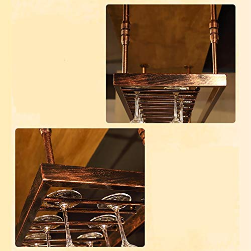 GJBJ-Wine Racks Cubilete Portavasos Suspensión Copa de Vino Estante Estante Colgante de Hierro Titular de Rack Techo Decoración Bar (Color : Marrón, tamaño : 60 * 35cm)