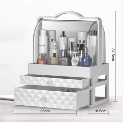 GJSC Nueva Caja de almacen de Gran Capacidad Doble de joyería Abierto Agua y al Polvo cosméticos Cuidado de la Piel Caja de Maquillaje cajón Cosmetic Jewelry Storage Box (Size : L)