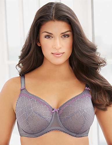 Glamorise Underwire Lace Bra Sujetador Cobertura Total, Morado (Lilac), 95F para Mujer