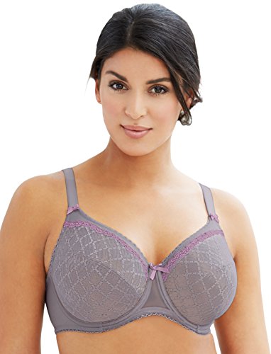 Glamorise Underwire Lace Bra Sujetador Cobertura Total, Morado (Lilac), 95F para Mujer