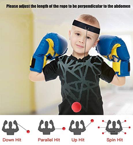 GLKEBY Bola de Reflejo de Boxeo, Bola de Entrenamiento de Boxeo, Entrenamiento de Velocidad MMA para Adultos/niños, el Mejor Equipo de Boxeo para Entrenamiento, coordinación Mano-Ojo y Estado físico