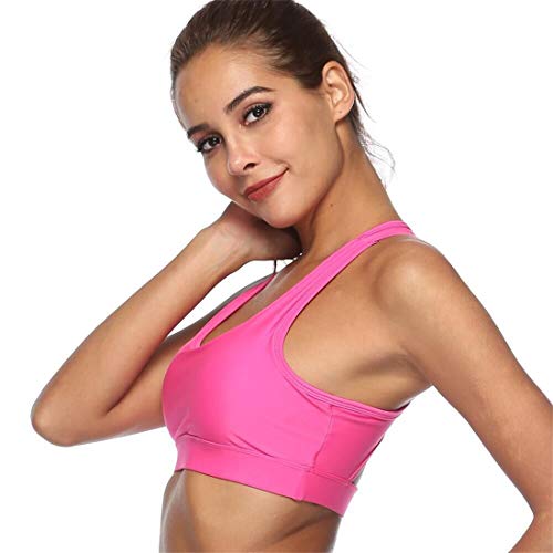 Gloabaltrade001 Mujer Sujetador Deportivo con Relleno Push Up Bustier Sport Tops con Bolsillo Correas Fitness Yoga Bra Shock Absorber Alto Impacto XL