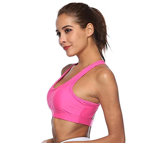 Gloabaltrade001 Mujer Sujetador Deportivo con Relleno Push Up Bustier Sport Tops con Bolsillo Correas Fitness Yoga Bra Shock Absorber Alto Impacto XL