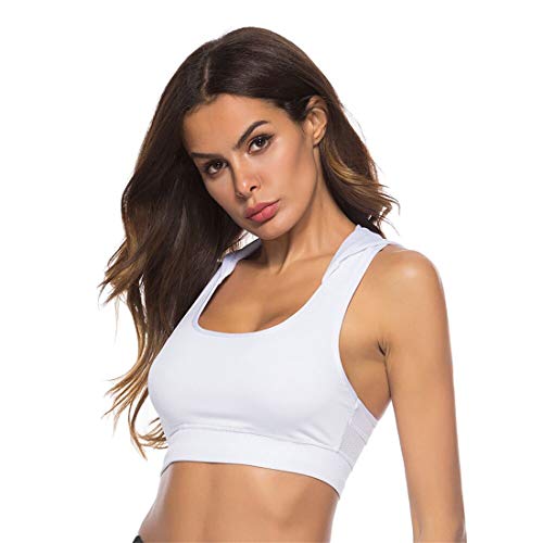 Gloabaltrade001 Mujer Sujetador Deportivo con Relleno Push Up Bustier Sport Tops Correas Fitness Yoga Bra con Capucha Shock Absorber Alto Impacto S