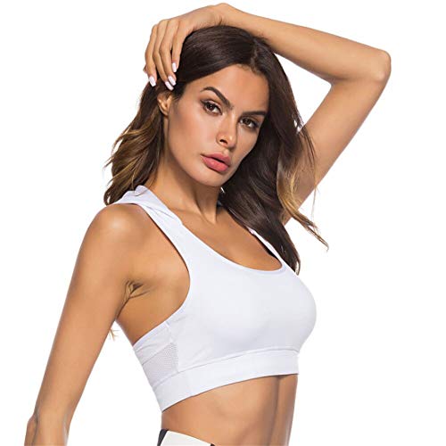 Gloabaltrade001 Mujer Sujetador Deportivo con Relleno Push Up Bustier Sport Tops Correas Fitness Yoga Bra con Capucha Shock Absorber Alto Impacto S