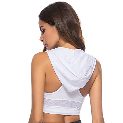 Gloabaltrade001 Mujer Sujetador Deportivo con Relleno Push Up Bustier Sport Tops Correas Fitness Yoga Bra con Capucha Shock Absorber Alto Impacto S