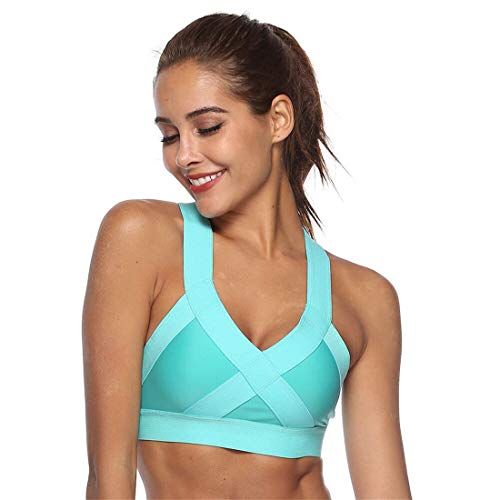 Gloabaltrade001 Mujer Sujetador Deportivo con Relleno Push Up Bustier Sport Tops Correas Fitness Yoga Bra Racerback Shock Absorber Alto Impacto S