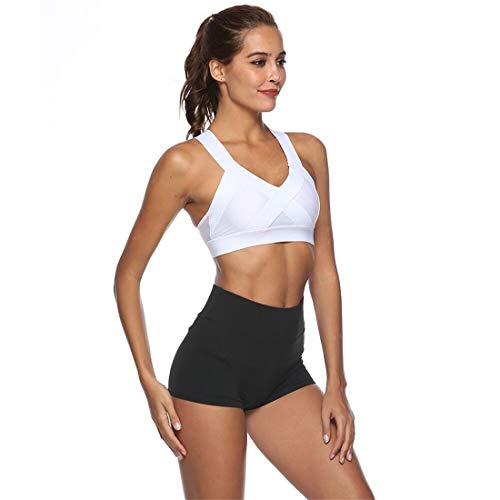 Gloabaltrade001 Mujer Sujetador Deportivo con Relleno Push Up Bustier Sport Tops Correas Fitness Yoga Bra Racerback Shock Absorber Alto Impacto XL