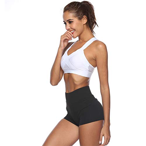 Gloabaltrade001 Mujer Sujetador Deportivo con Relleno Push Up Bustier Sport Tops Correas Fitness Yoga Bra Racerback Shock Absorber Alto Impacto XL