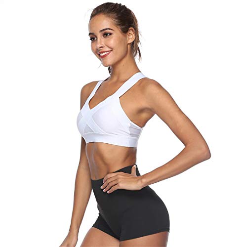 Gloabaltrade001 Mujer Sujetador Deportivo con Relleno Push Up Bustier Sport Tops Correas Fitness Yoga Bra Racerback Shock Absorber Alto Impacto XL