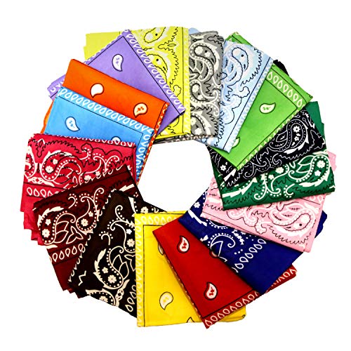 GLOBAL GOLDEN 16 Piezas Bandanas Multicolor Mujeres Hombres Algodón bandanas, Cabeza Cuello Bufanda, Hombre Cuello Pañuelo Mujer Deportivo pañuelos Pañuelos