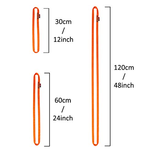 GM Escalada 16 mm Nylon Sling Runner 22kN / 4840lb Certificado CE UIAA, 30cm / 12inch | Pack of 3, Naranja fluorescente