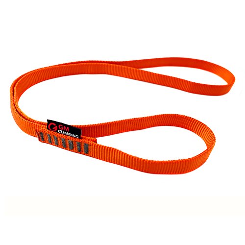 GM Escalada 16 mm Nylon Sling Runner 22kN / 4840lb Certificado CE UIAA, 30cm / 12inch | Pack of 3, Naranja fluorescente