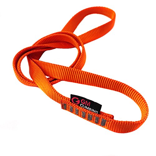 GM Escalada 16 mm Nylon Sling Runner 22kN / 4840lb Certificado CE UIAA, 30cm / 12inch | Pack of 3, Naranja fluorescente