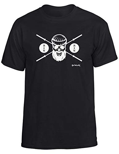 GO HEAVY Camiseta para Hombres- Barbell Skull - Negro M