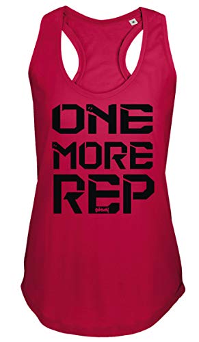 GO HEAVY Mujer Racer Camiseta Tirantes Deporte de Gimnasio Camiseta sin Mangas | Yoga Sport Top One More Rep Rojo L