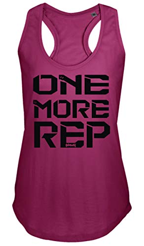 GO HEAVY Mujer Racer Camiseta Tirantes Deporte de Gimnasio Camiseta sin Mangas | Yoga Sport Top One More Rep Rosado XL