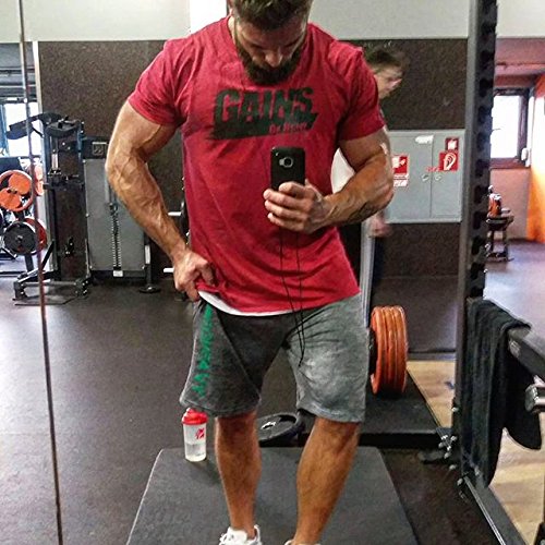 GO HEAVY T-Shirt Hombres | Camisa de Manga Corta para Fitness Gym y Entrenamiento Deportivo | Gains Rojo M