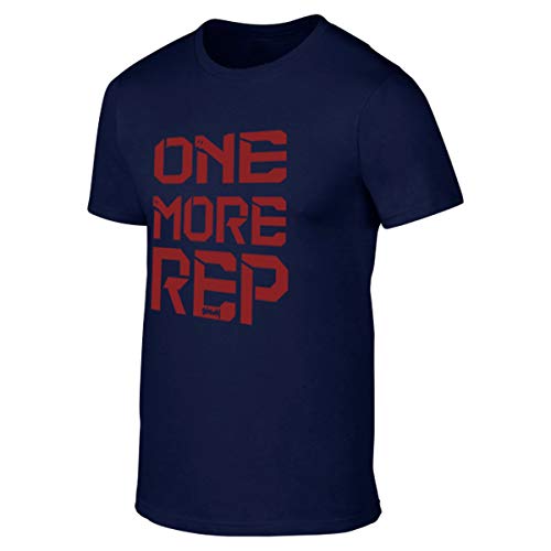 GO HEAVY T-Shirt Hombres | Camisa de Manga Corta para Fitness Gym y Entrenamiento Deportivo | One More Rep Azul M