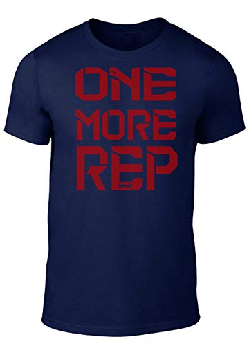 GO HEAVY T-Shirt Hombres | Camisa de Manga Corta para Fitness Gym y Entrenamiento Deportivo | One More Rep Azul M