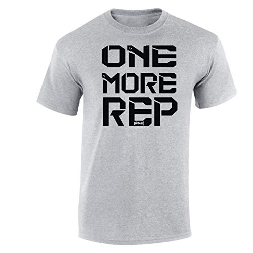 GO HEAVY T-Shirt Hombres | Hombres Deporte Camiseta Camisa de Manga Corta | One More Rep Gris Claro M