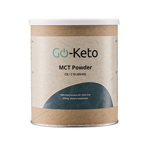 Go-Keto MCT Powder 60/40 | Polvo MCT premium hecho con 100% de ácidos grasos de coco | se ajusta perfectamente a una dieta keto | para el Bulletproof Coffee o en el batido del desayuno.