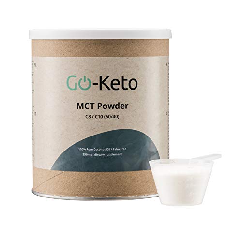 Go-Keto MCT Powder 60/40 | Polvo MCT premium hecho con 100% de ácidos grasos de coco | se ajusta perfectamente a una dieta keto | para el Bulletproof Coffee o en el batido del desayuno.