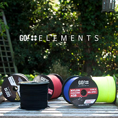 GO!elements 100m Cuerda Paracord de Nylon Resistente al desgarro - 3mm Paracord 425 Tipo II líneas como Cuerda para Exteriores, Cuerda para Todo Uso - línea de Nylon MAX. 192kg, Color:Gris Azulado