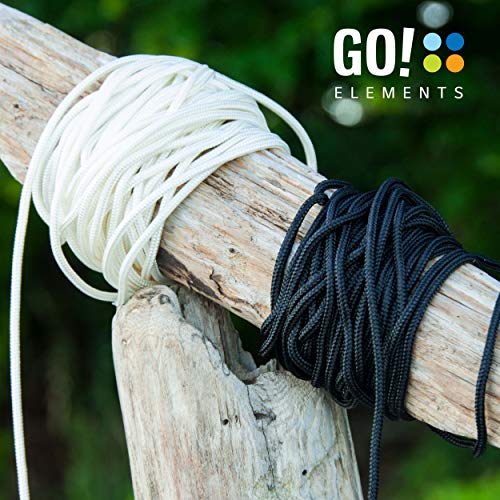 GO!elements 100m Cuerda Paracord de Nylon Resistente al desgarro - 3mm Paracord 425 Tipo II líneas como Cuerda para Exteriores, Cuerda para Todo Uso - línea de Nylon MAX. 192kg, Color:Negro