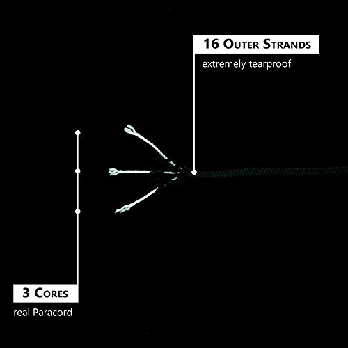 GO!elements 100m Cuerda Paracord de Nylon Resistente al desgarro - 3mm Paracord 425 Tipo II líneas como Cuerda para Exteriores, Cuerda para Todo Uso - línea de Nylon MAX. 192kg, Color:Negro