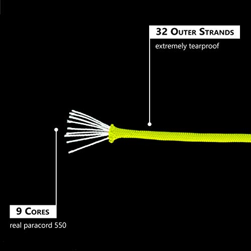 GO!elements 100m Paracord de Nylon a Prueba de desgarros - 4mm Paracord 550 Typo III Cuerda - Adecuado como Cuerda Yute & Cuerda Gruesa | MAX. 250kg, Color:Neon